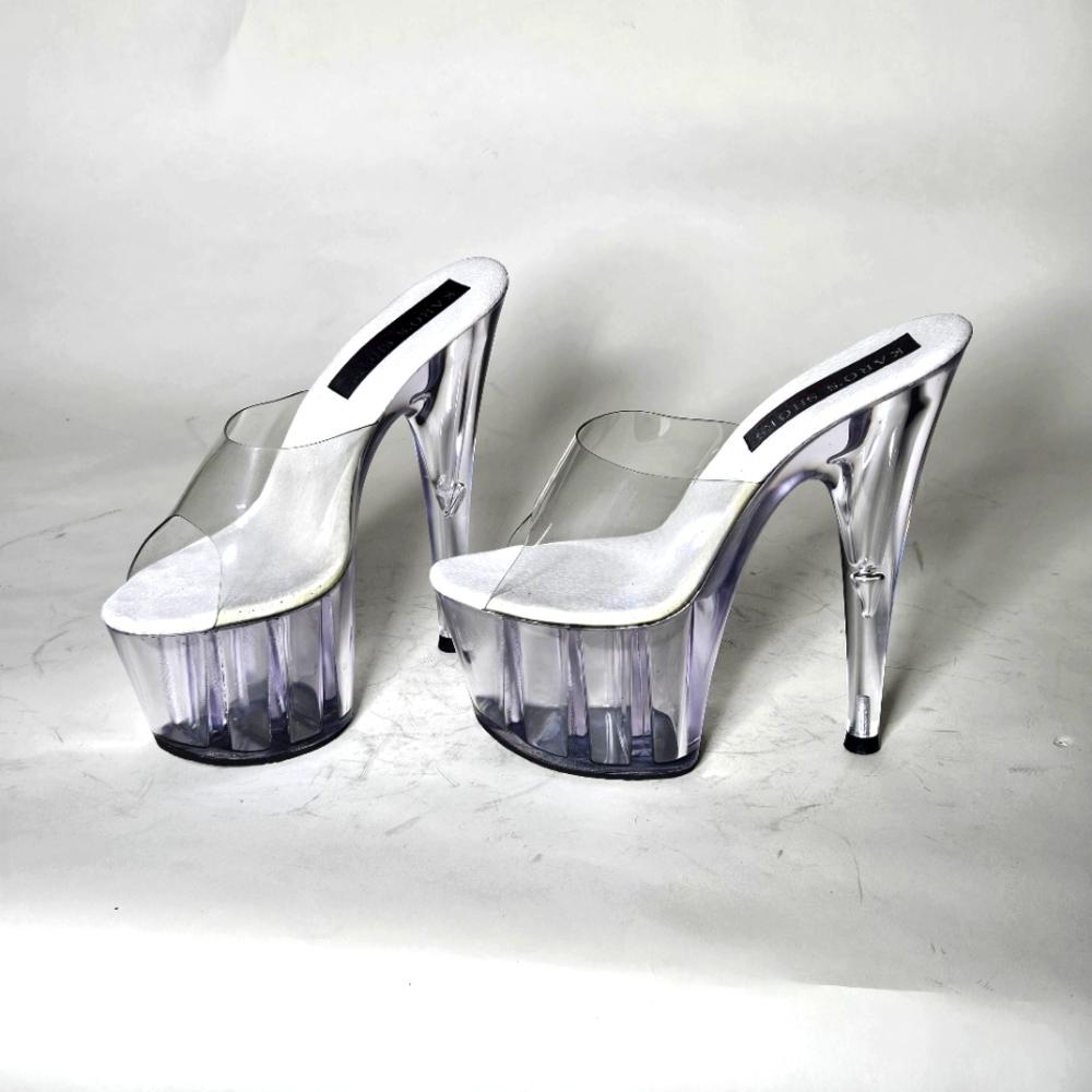 Karo's Shoes 6.5 inch clear platform heels. Size 6